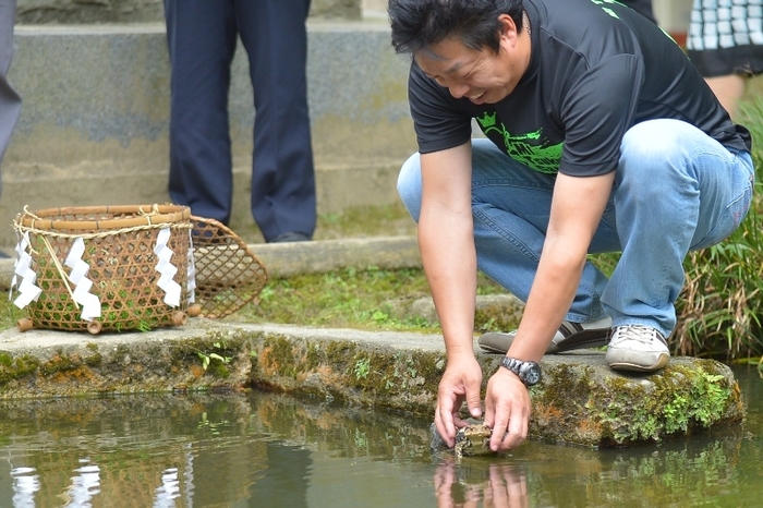 ガマまつり神事(ガマ放池)