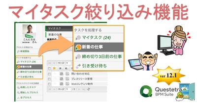 クエステトラ：クラウド型ワークフローv12.1、 優先度の高い仕事の一覧表示