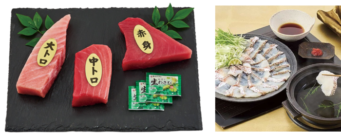 近大マグロセット(左)、近大鯛しゃぶセット(右)