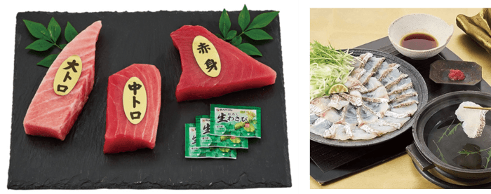 近大マグロセット(左)、近大鯛しゃぶセット(右)