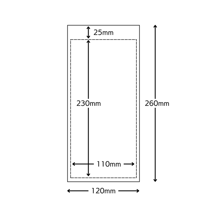 グラスパック平袋 長3封筒サイズの仕様