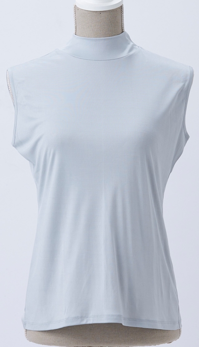 モックネックノースリーブシャツ グレー