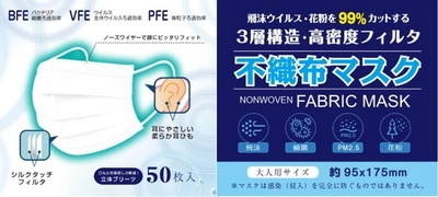 【国内販売数100万枚突破】医療用N95フィルター使用の高機能不織布マスク（1箱998円～）