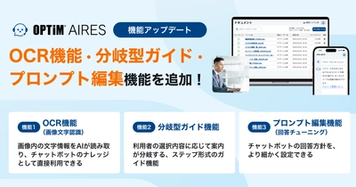 AIエージェント型チャットボット「OPTiM AIRES」、 OCR機能・分岐型ガイド・プロンプト編集機能を追加