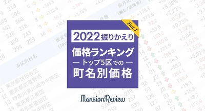 「マンションレビュー」のプレスリリースで注目エリアの1年を振りかえり！ 2022年中古マンション価格ランキング、トップ5区での町名別推定価格を調査