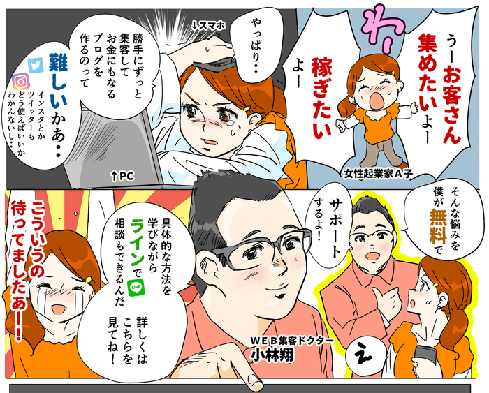 上記サンプル例：あなたが漫画に登場してイメージ浸透！