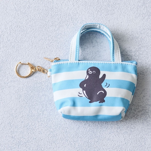 Suicaのペンギン ストライプ柄ミニトートチャーム ウキウキ・ブルー