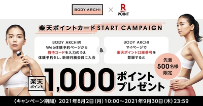 2021年9月1日から「楽天ポイントカード」導入 　BODY ARCHIで使える・貯まる！ 期間限定START CAMPAIGNも開催