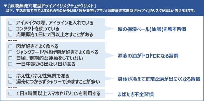 涙液蒸発亢進型ドライアイリスクチェックリスト