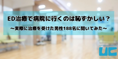 ED治療で病院に行くのは恥ずかしい？ 実際に治療を受けた男性188名にアンケート調査を実施