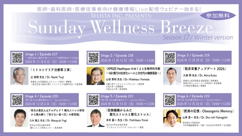 Selista Inc. Presents. 『Sunday Wellness Breeze』Season 37 Winter version 全6 Stage 2026年11月8日(日)～12月20日(日)の 日曜日の朝に開催