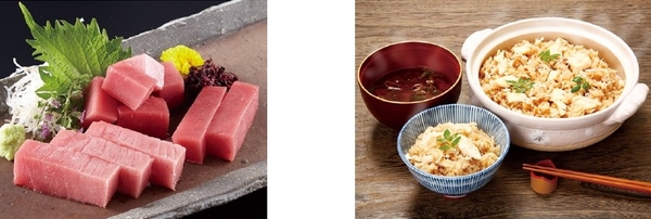 黒門市場 新魚栄 近大マグロセット(左)、近大の馳走詰合せ(右)