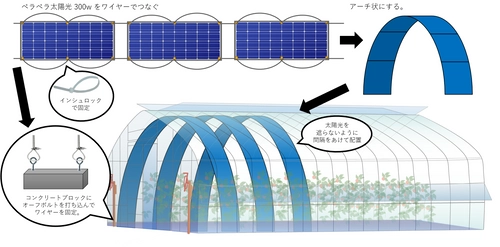 ビニールハウスに曲がる超薄型太陽光発電パネルを設置 「水耕栽培用ペラペラ太陽光」サービスを8月1日からスタート