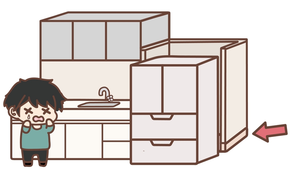 忘れがちな巾木の厚み!巾木を含めないで内寸を測ったため家具が入らず。
