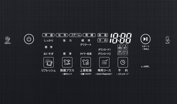 「LG styler」操作パネル イメージ