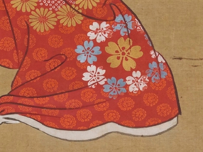 「見返り美人図」(部分) 剥落の様子