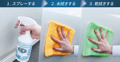 スプレーして拭き取るだけの簡単作業