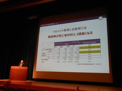 自転車の安全利用について話す遠藤 まさ子氏