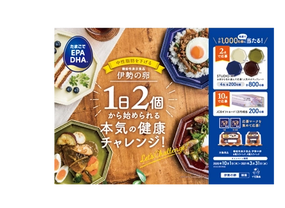 合計1,000名様に抽選で当たる！ 『機能性表示食品 伊勢の卵』1日2個から始められる！ 本気の健康チャレンジキャンペーン10月1日(木)より開始