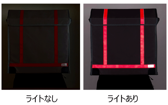 <リュクサックに取り付けられた反射材>