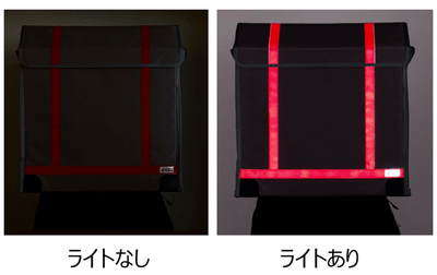 <リュクサックに取り付けられた反射材>
