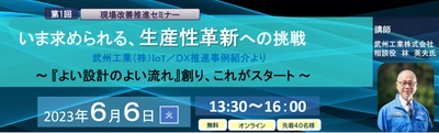 武州工業株式会社が取り組むIoT／DX推進事例をもとに、 製造業の生産性革新手法が学べるセミナーをZoomにて開催