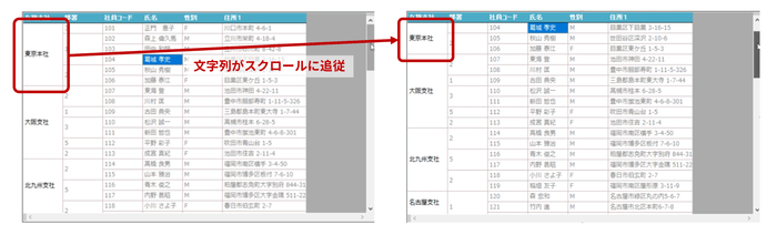セル内容のフロート表示(MultiRowPlus)
