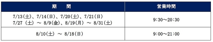 夏のナイター営業