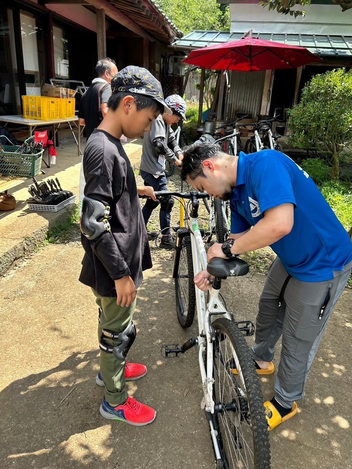 MTBのサイズ調整中