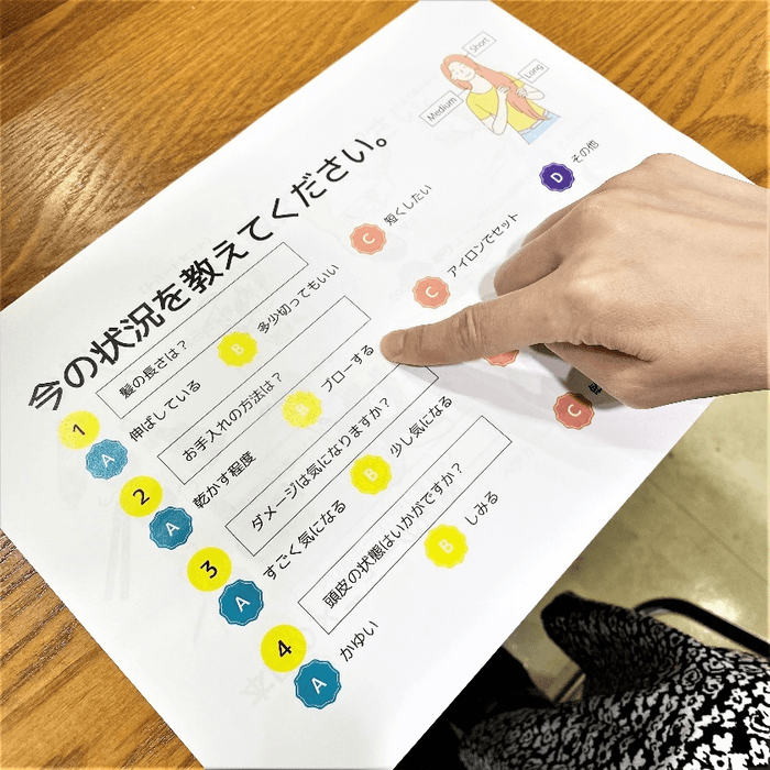 【写真2:お客様が指をさして意思表示する様子】