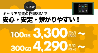 キャリア品質の物理SIMで安心・安定・繋がりやすい！100GB・300GBの大容量がおトクな価格（3,300円税込〜）で登場！WiFiレンタルサービス「ギアWiFi」のサービス開始のお知らせ