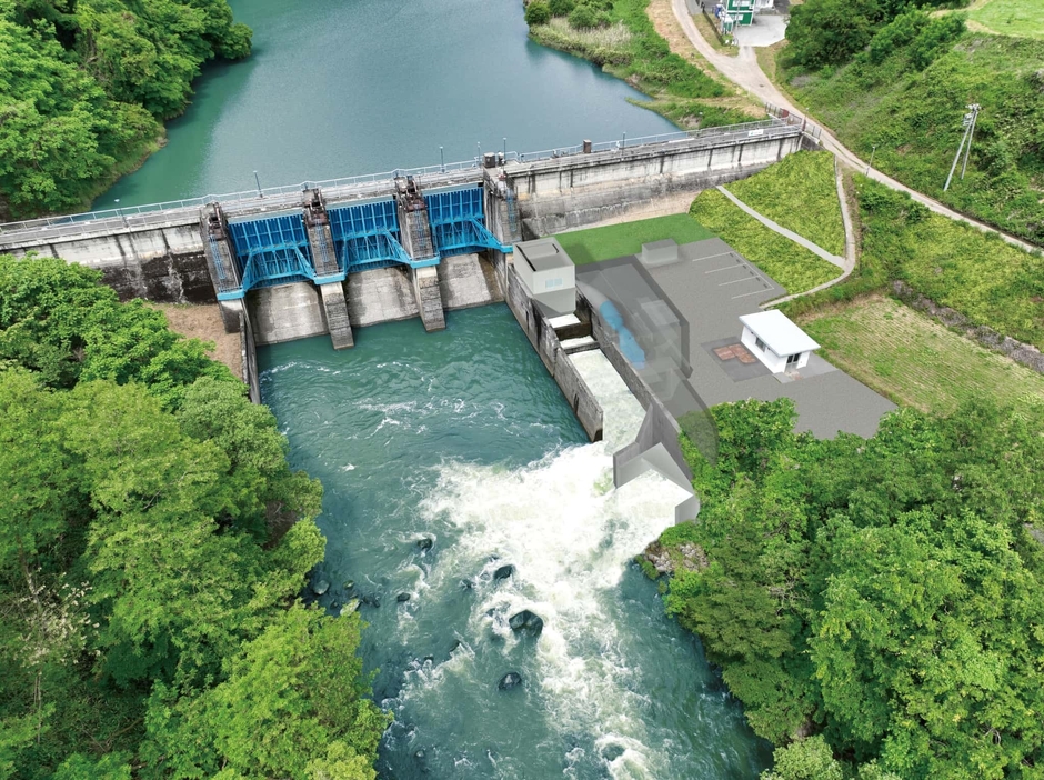 湯の瀬いとおしき発電所＆湯の瀬ダム(完成予想図)