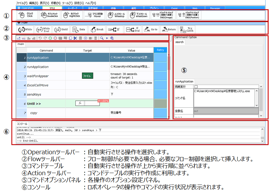 ロボオペレータ(R)の画面図
