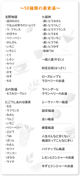 果実酒MENU 一覧