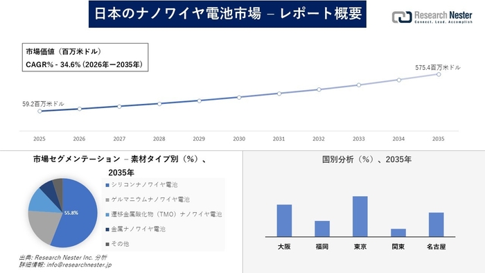 日本のナノワイヤ電池市場