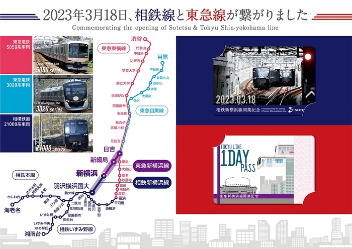 「相鉄・東急新横浜線開業記念一日乗車券セット」台紙中面（イメージ）