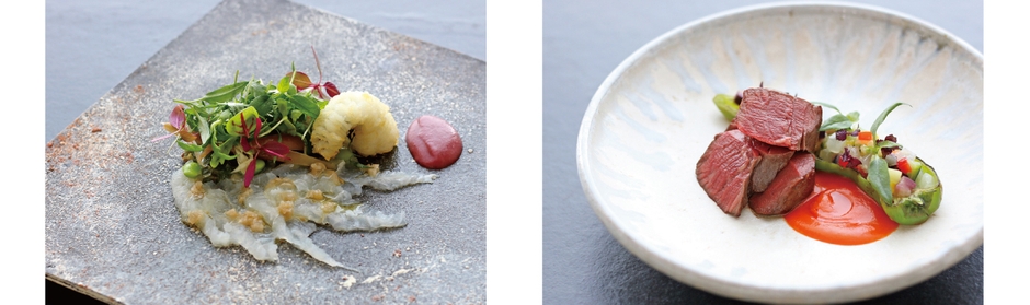 鱧のサラダ仕立てと淡路ビーフ