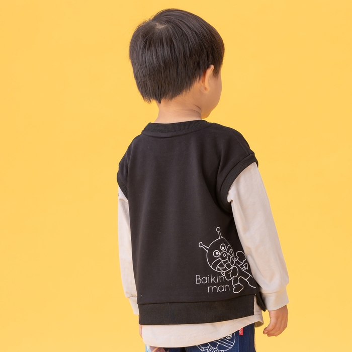 ベスト重ね着風プルオーバー ブラック