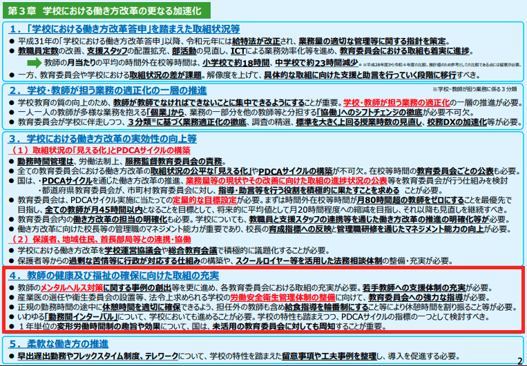 文部科学省「令和の日本型学校教育」を担う質の高い教師の確保のための環境整備に関する総合的な方策について(審議のまとめ)【概要】より