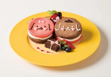 ＜ポムポムプリンカフェ 梅田店＞ チーズクリームたっぷりのパンケーキなど3品登場！ プリンとマカロンの仲良しバレンタインメニュー(1/15～2/14)