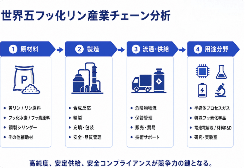 図. 五フッ化リン, 世界の産業チェーン分析