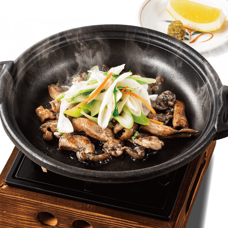 炭火鶏の陶板焼き