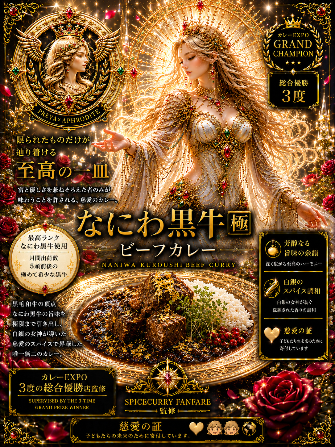 カレーEXPO3度総合優勝店
SPICECURRY FANFAREが
「世界一高級なレトルトカレー」に挑戦! 日本一高級を超える1万円のレトルトカレーを開発