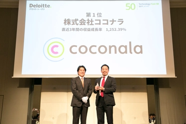 株式会社ココナラ　テクノロジー企業成長率ランキング 「2017年 日本テクノロジー　Fast50」で1位を受賞！ 1,252,39％の収益（売上高）成長を記録   