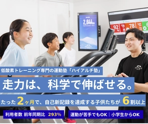 子どもの体力が過去最低に…低酸素環境で走力・心肺機能を鍛える『高地トレーニング教室』の子どもの利用者数が、前年同期比で293％増加！