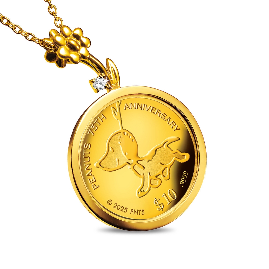 デビュー当時のスヌーピーがうつされた「純金の金貨」が、高級感あふれる宝飾ペンダントになりました！ | NEWSCAST