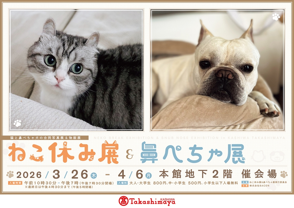 ねこ休み展＆鼻ぺちゃ展 キービジュアル(横)