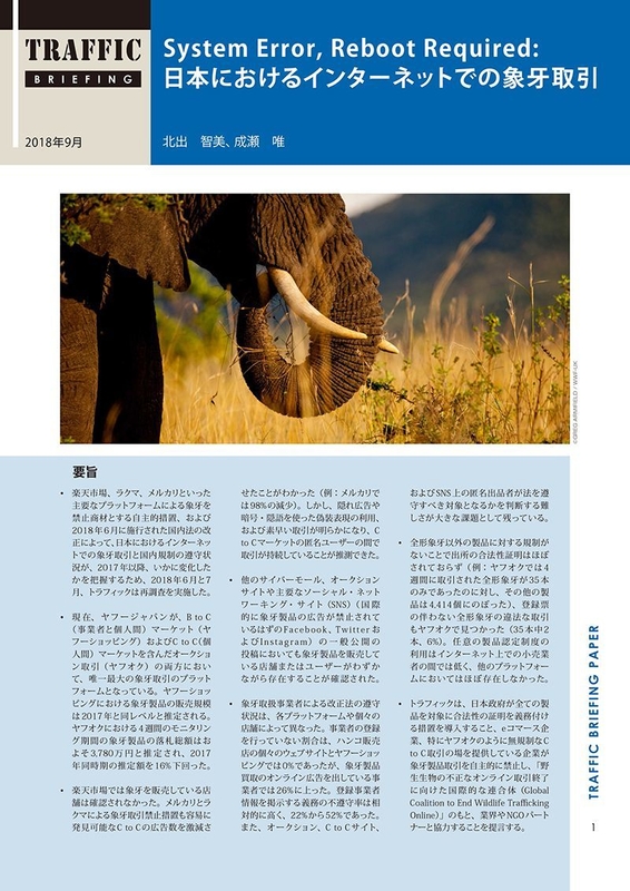 報告書『System Error, Reboot Required: 日本におけるインターネットでの象牙取引』