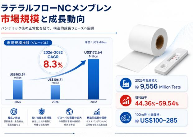 ラテラルフローNCメンブレン市場規模マップ＋シェア＋フレームワーク