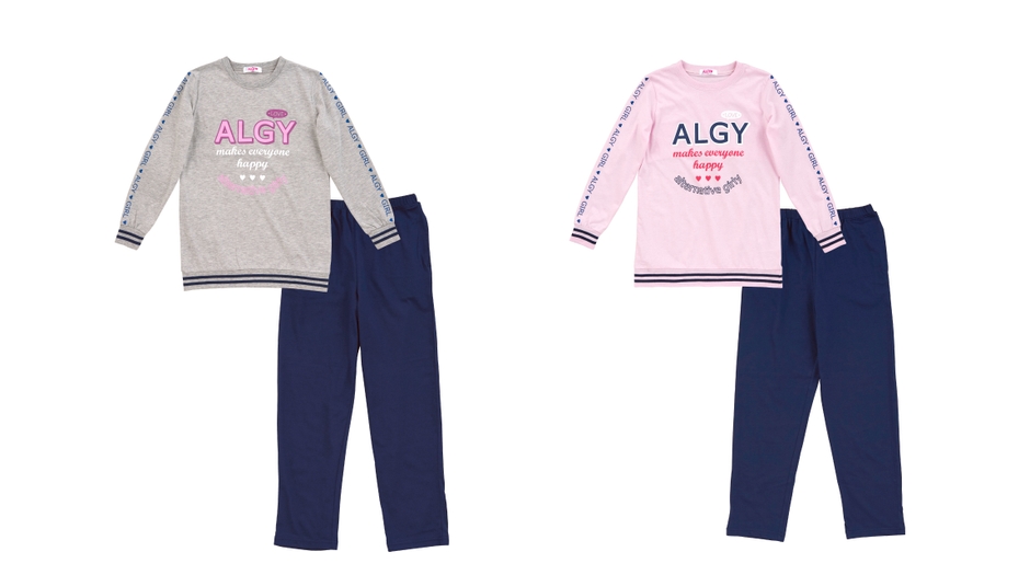 ロゴパジャマ(杢グレー/ピンク)